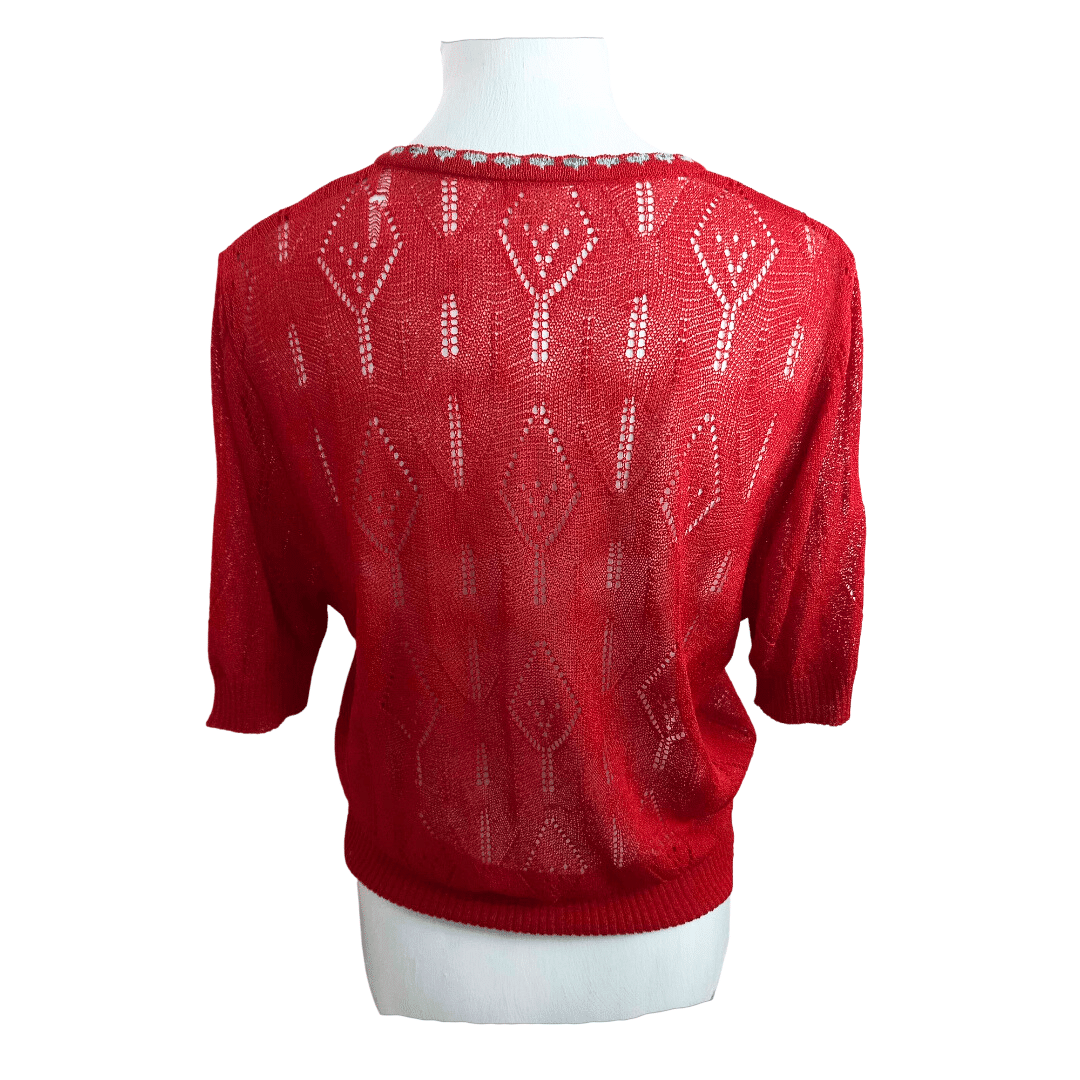 Lightweight knitted shortsleeve cardigan - M
