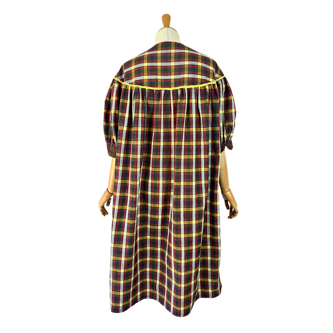 Vintage plaid puff sleeve dress - M