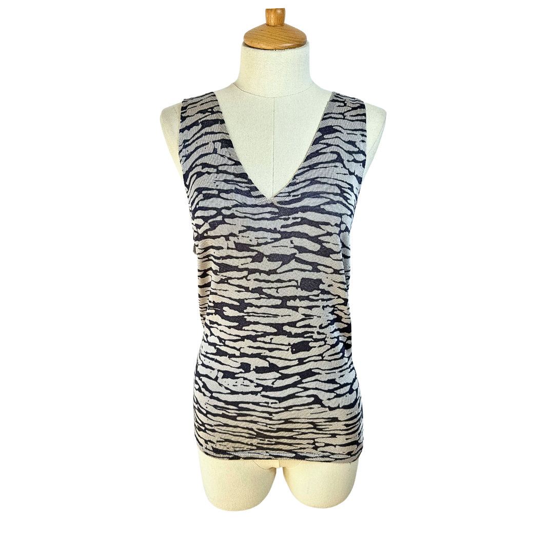 Zebra pattern sleeveless knit top - M