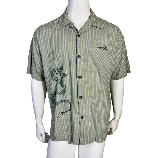Lizzard dragon print gingham shirt - S