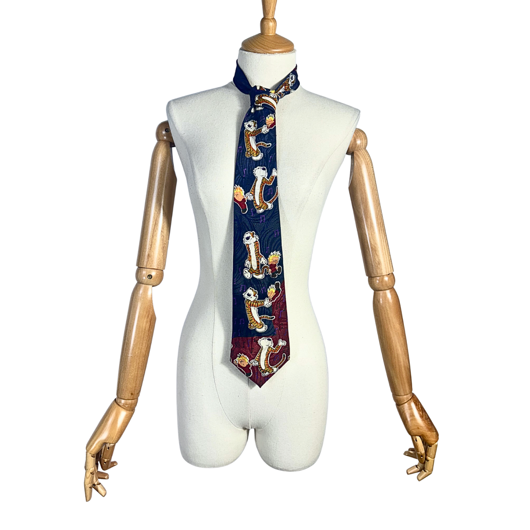 90s Calvin and Hobbes silk necktie