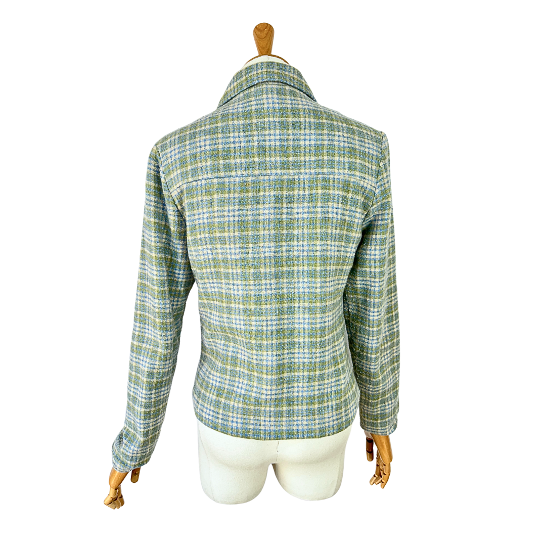 90s plaid zipped up jacket - S