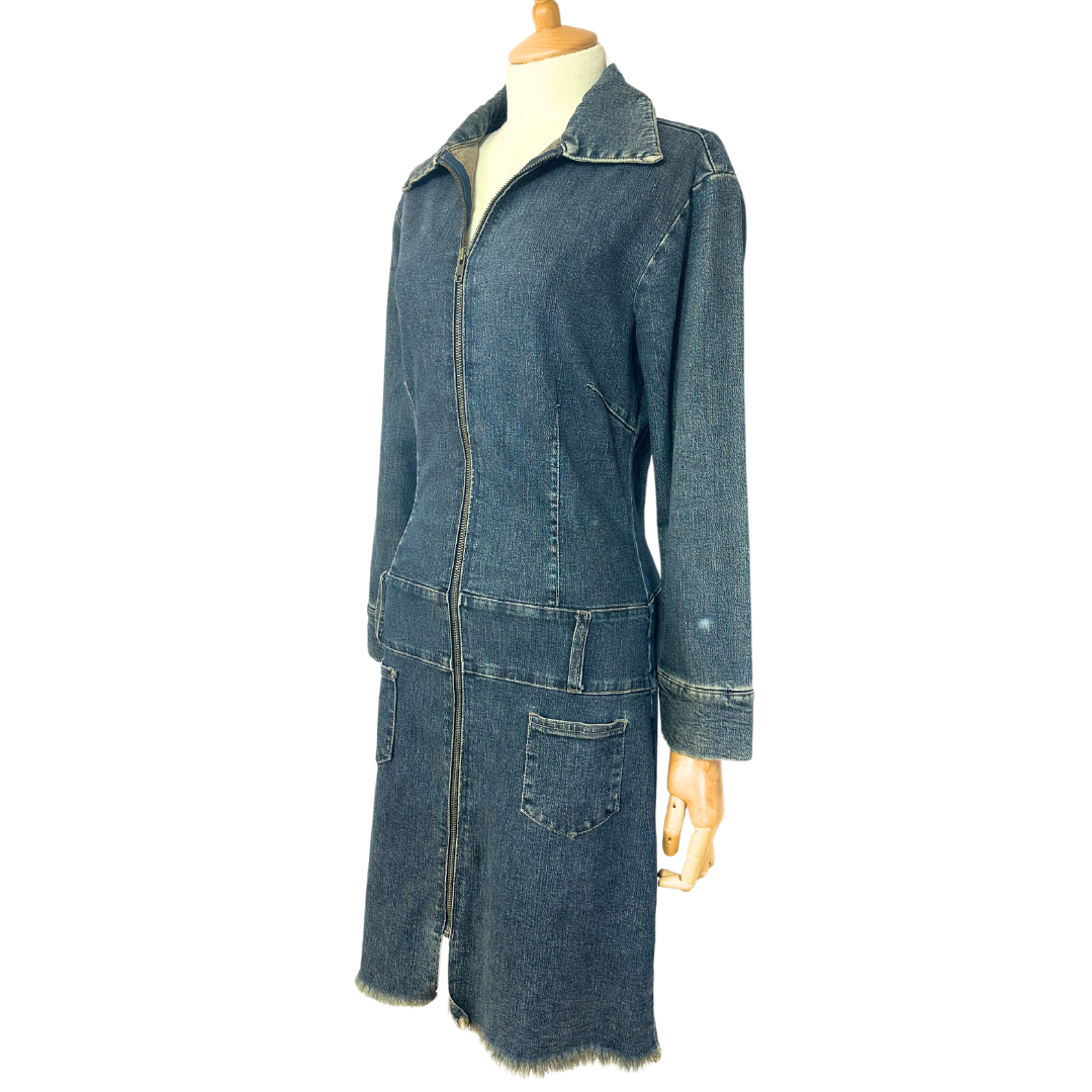 Blue drop waist denim shirt dress - S