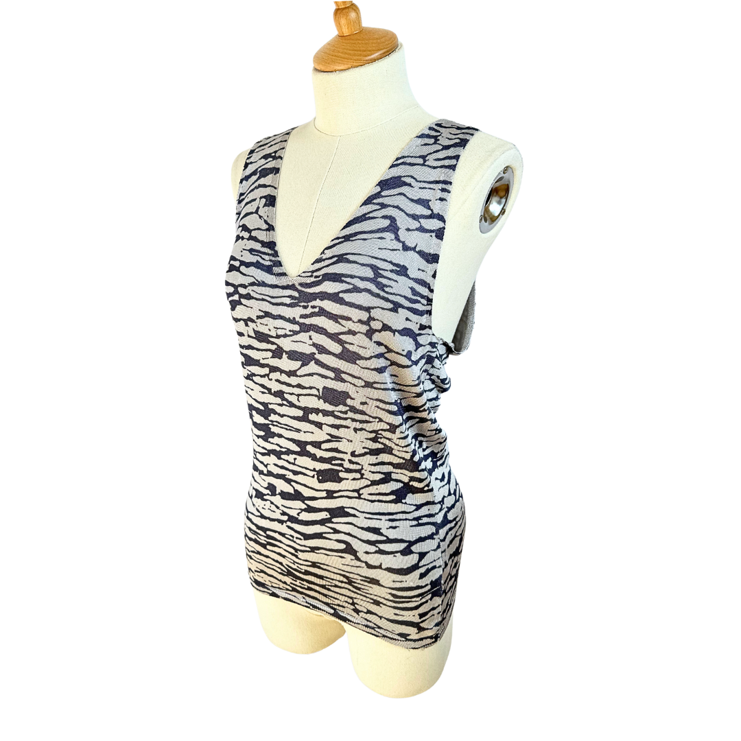 Zebra pattern sleeveless knit top - M