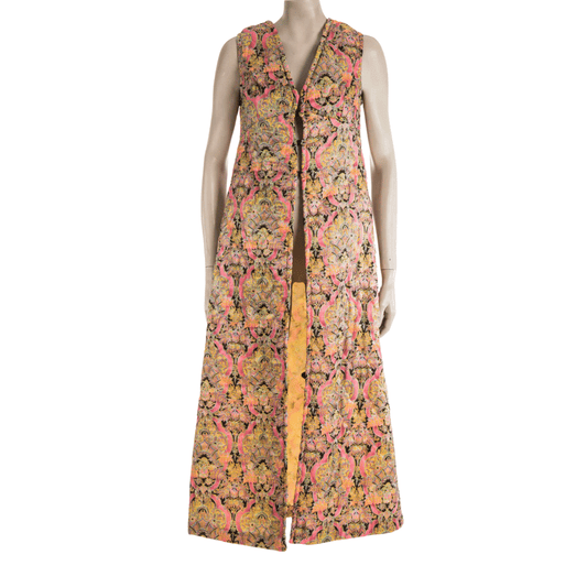60s floral sleeveless quilted gilet - S