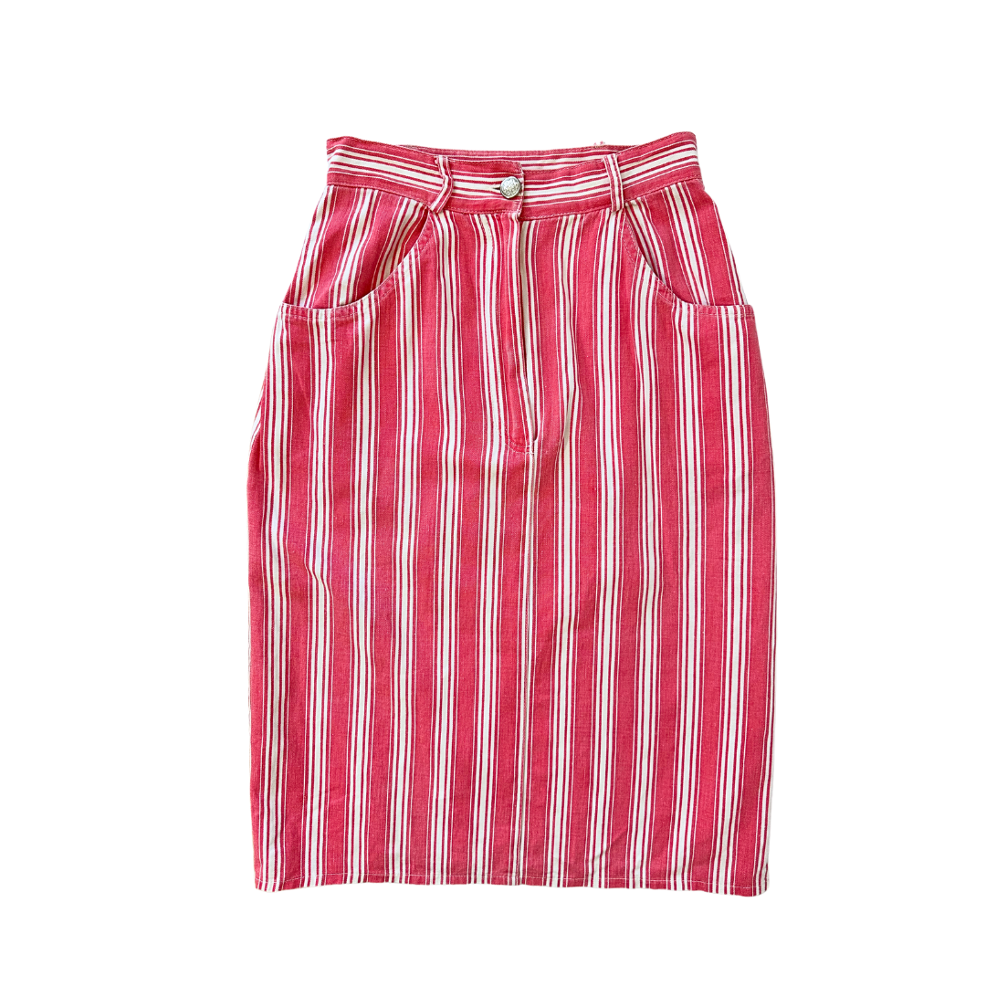 Vintage striped high waist pencil skirt - XS