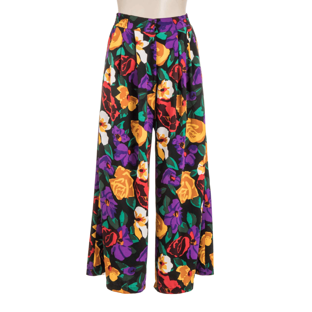 Floral spaghetti strap cropped top and wide leg pants - M