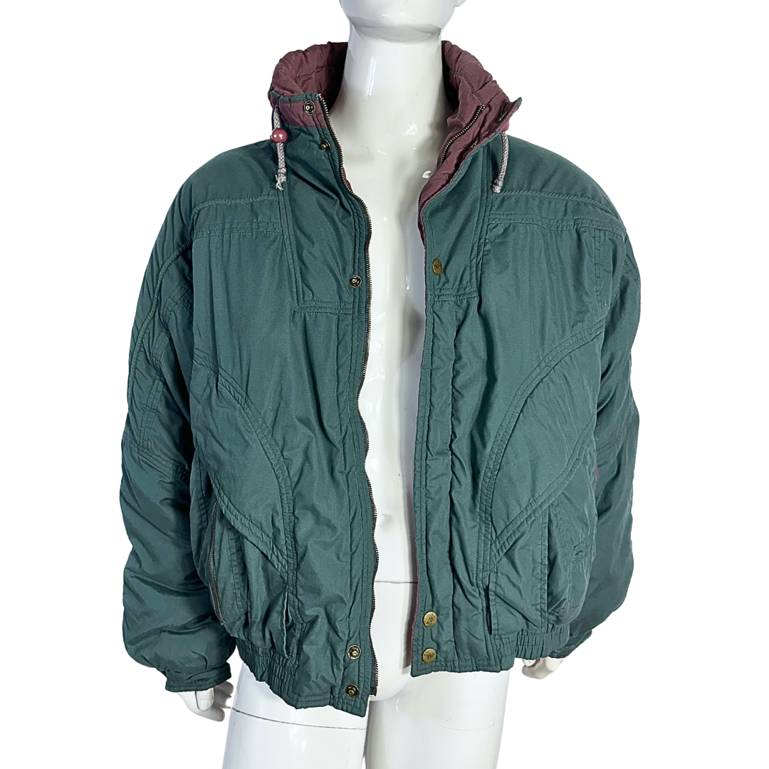 Green vintage padded bomber jacket - XL