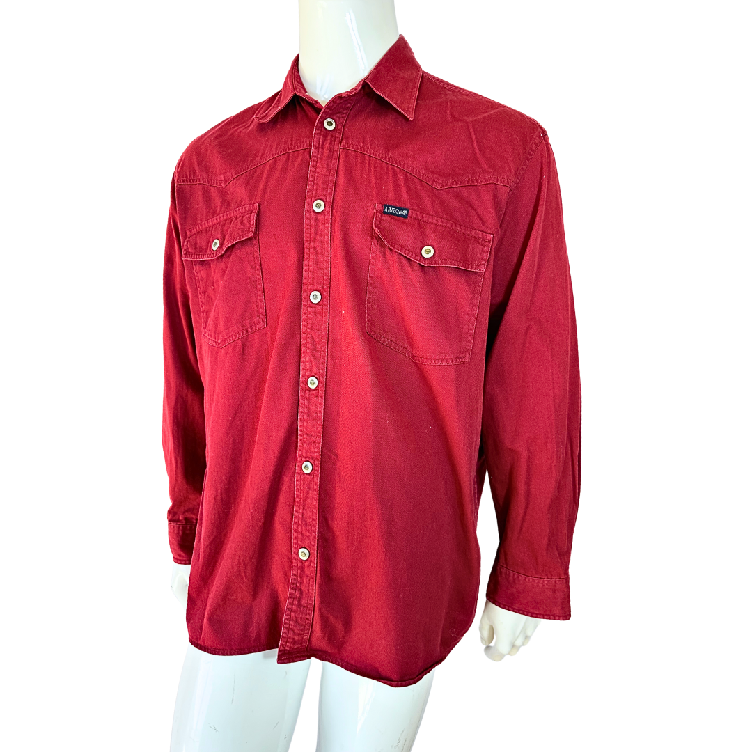 Red 90s cotton shirt - L