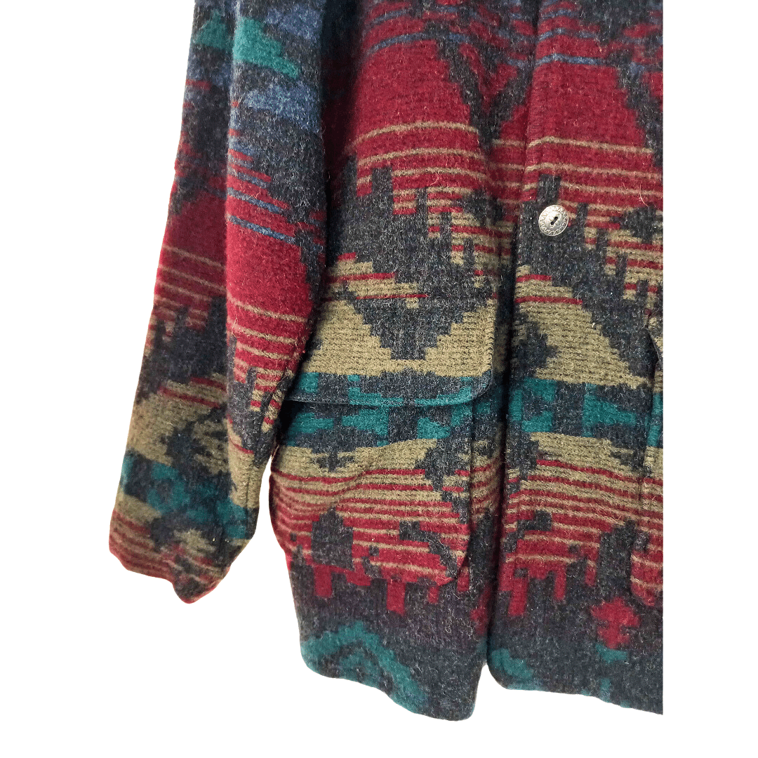 Aztec print wool vintage coat - L/XL