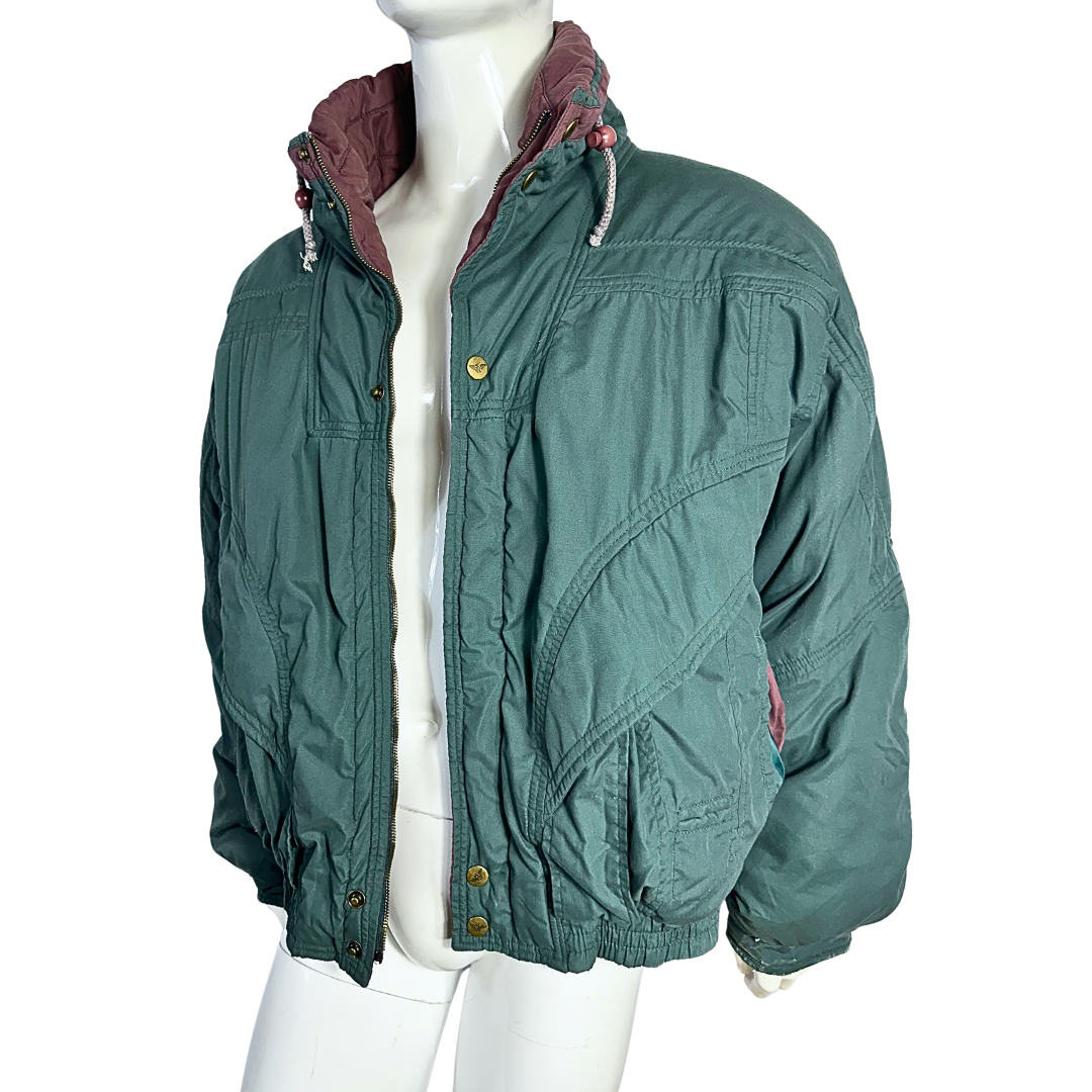 Green vintage padded bomber jacket - XL