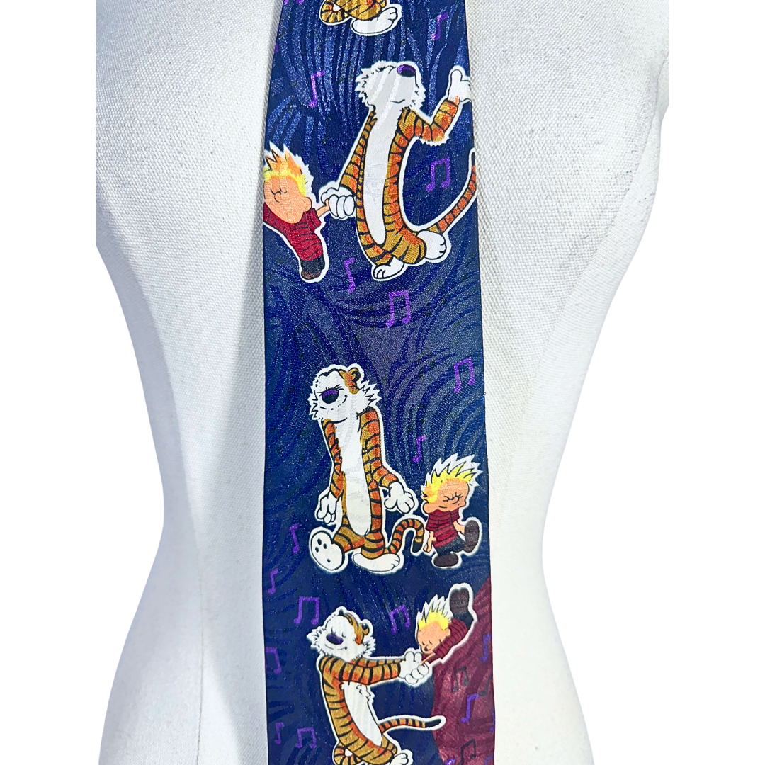90s Calvin and Hobbes silk necktie