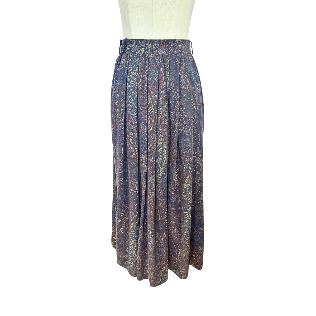 Vintage paisley print high waist skirt - M