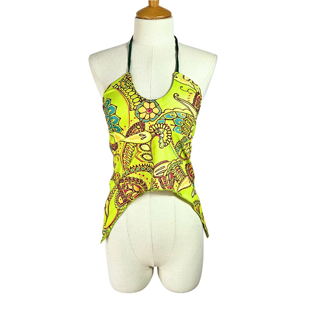 Y2K floral mandala halter neck top - XS