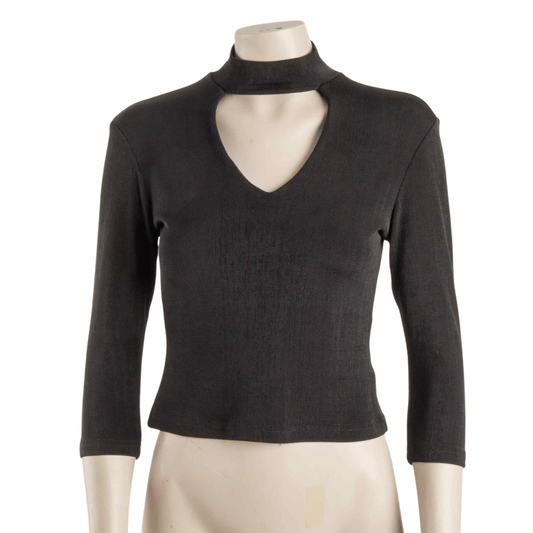 Mock neck top with keyhole detail - M
