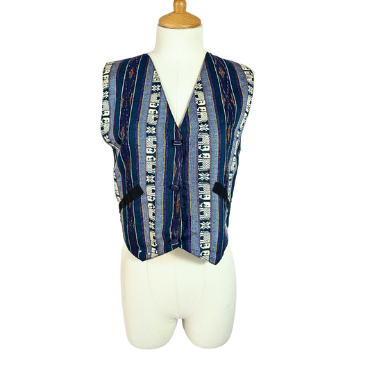 Blue vintage aztec tapestry waistcoat - S