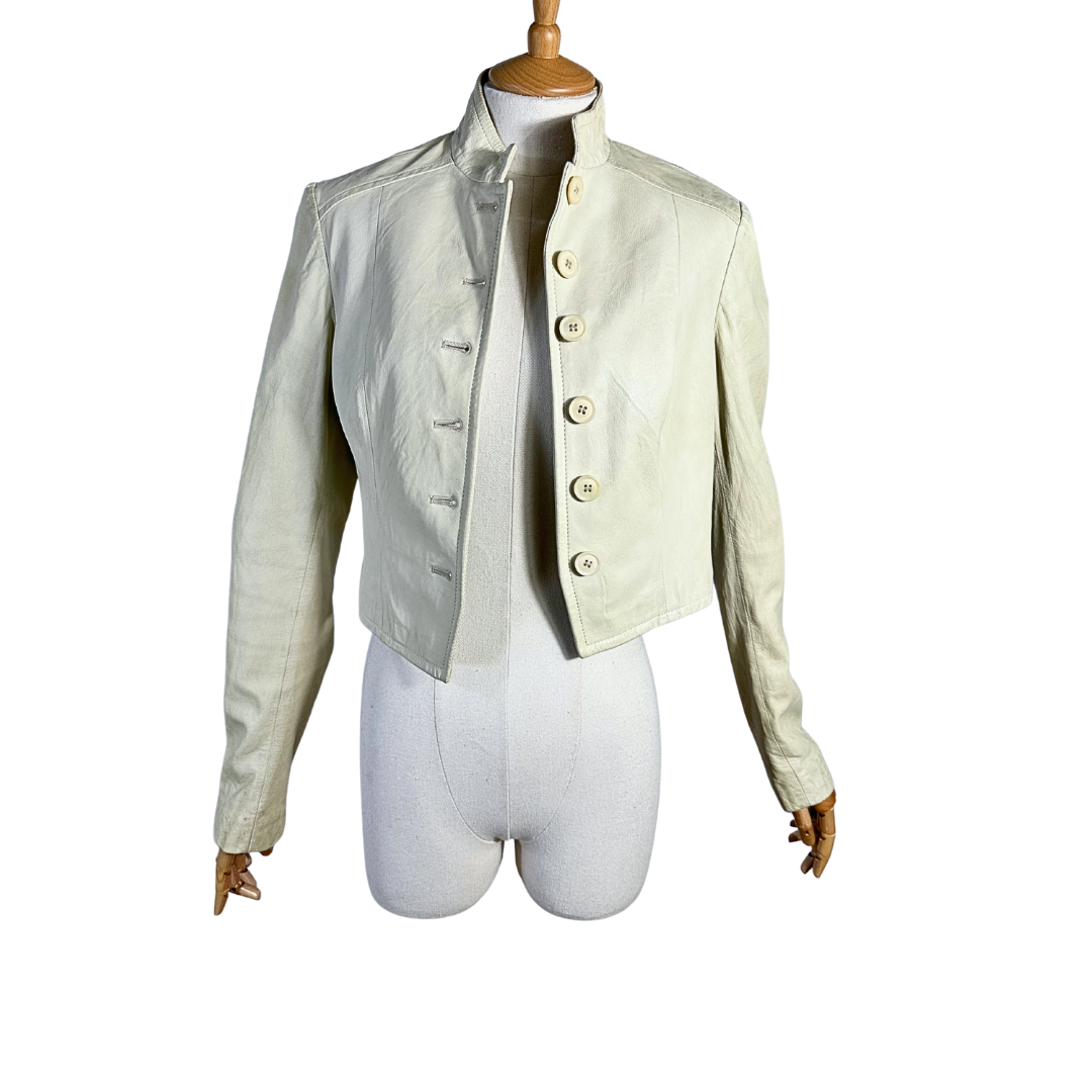 Y2K cropped leather jacket - S