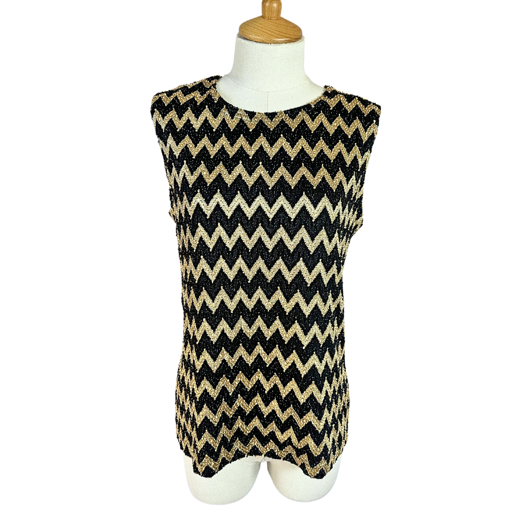 Black and gold chevron top - L