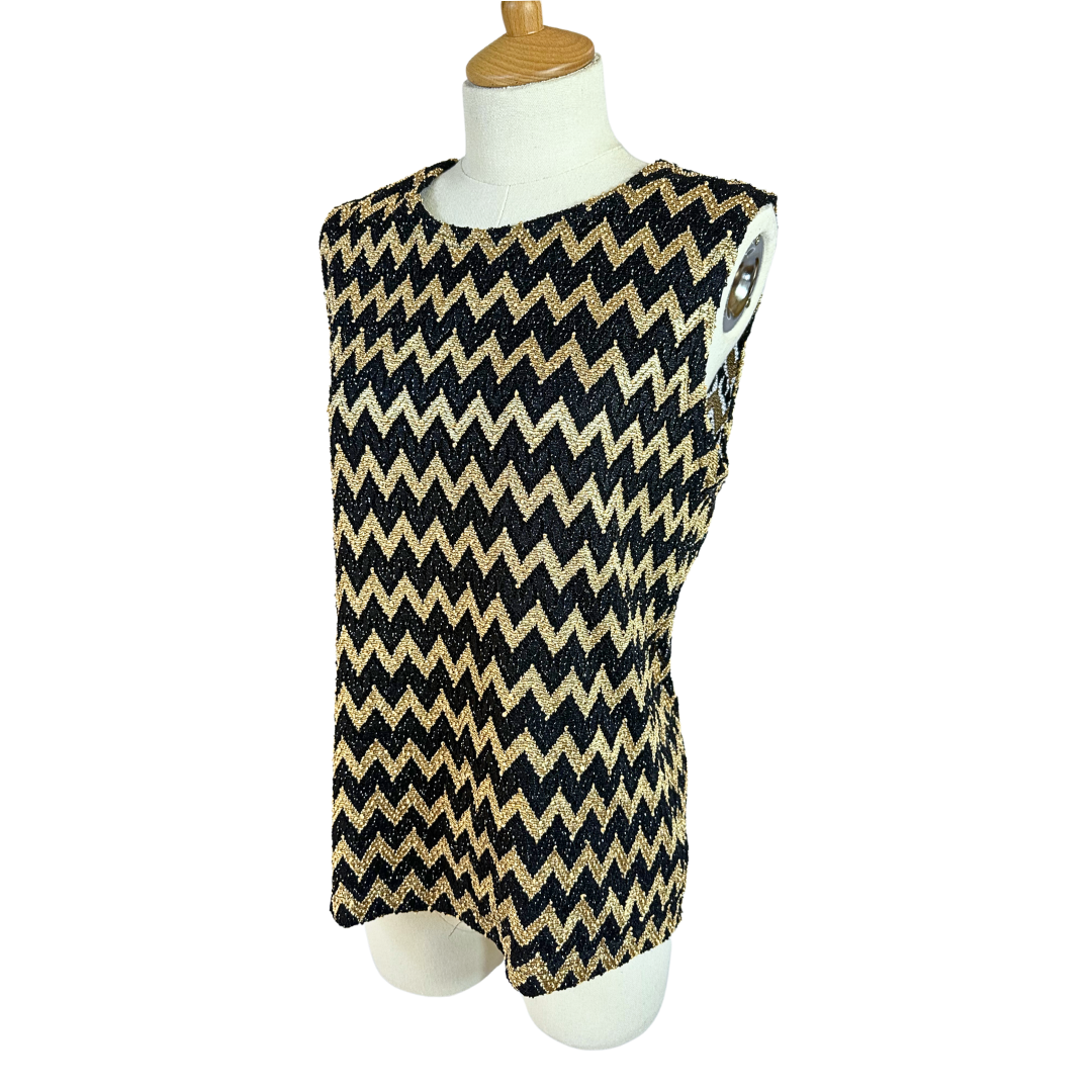 Black and gold chevron top - L