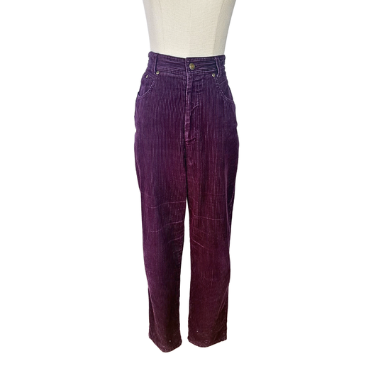 Plum vintage high waist corduroy pants - M