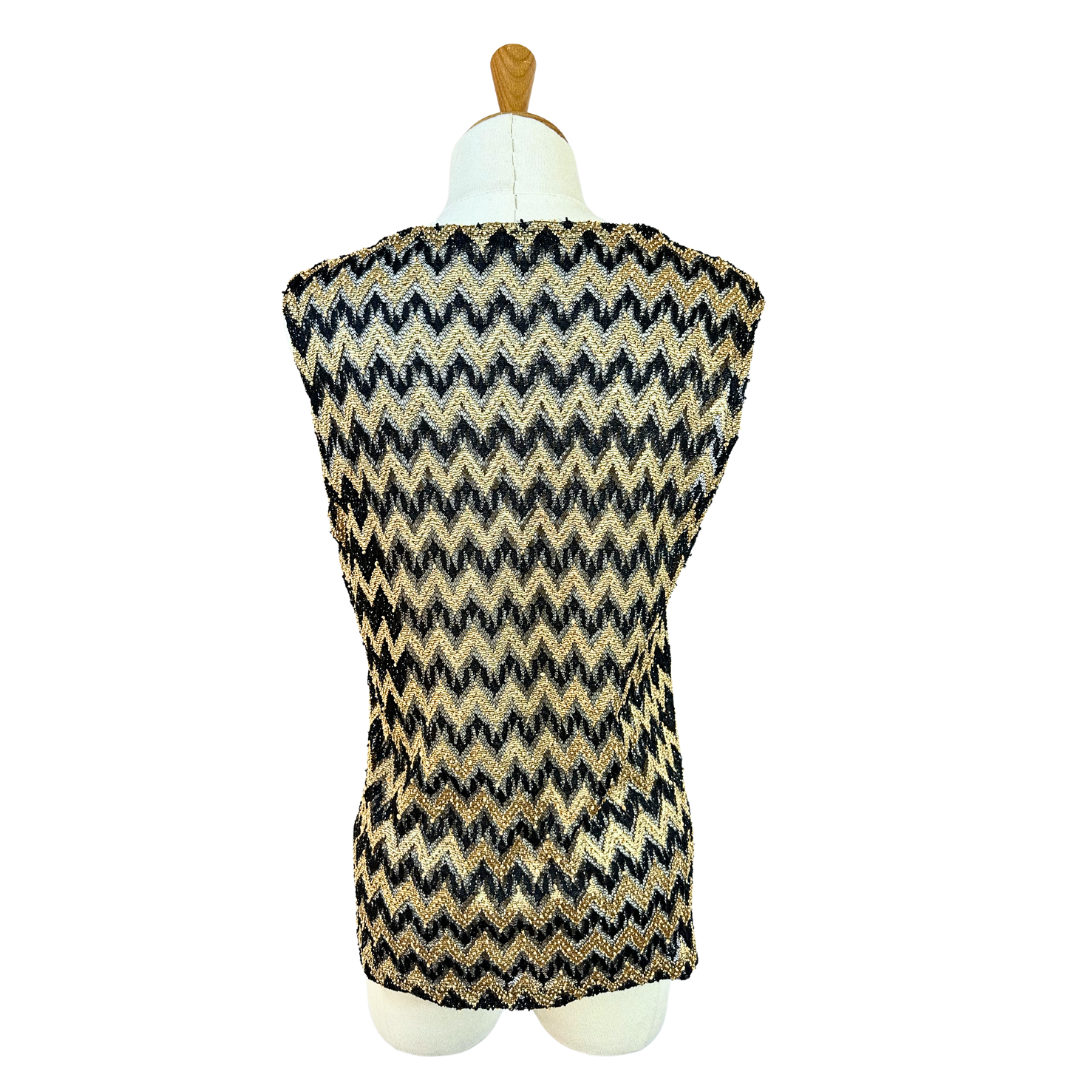 Black and gold chevron top - L