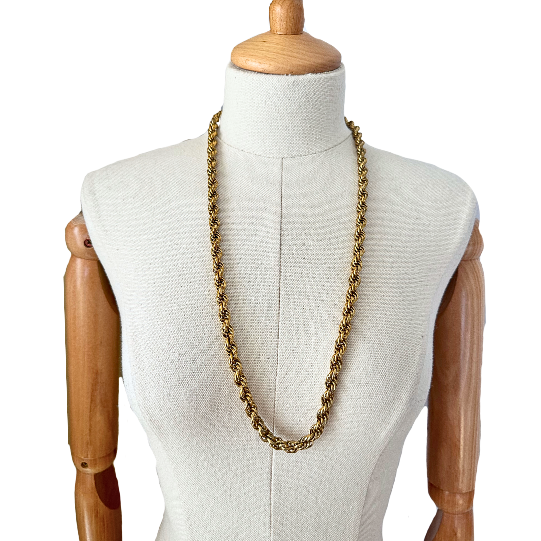 Gold vintage rope chain necklace