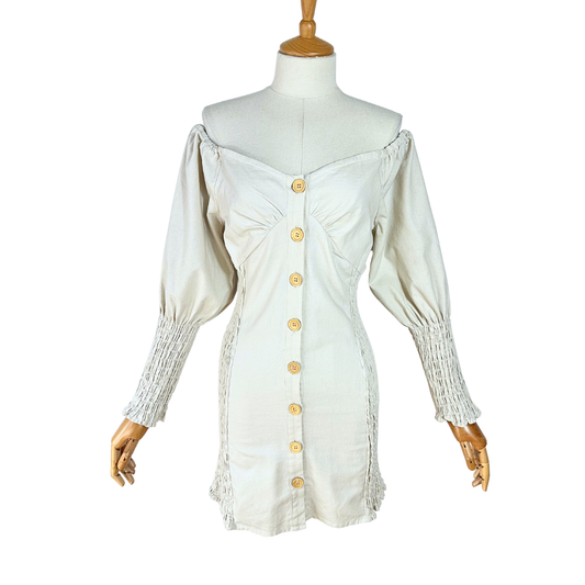 Cream off the shoulder mini dress - L