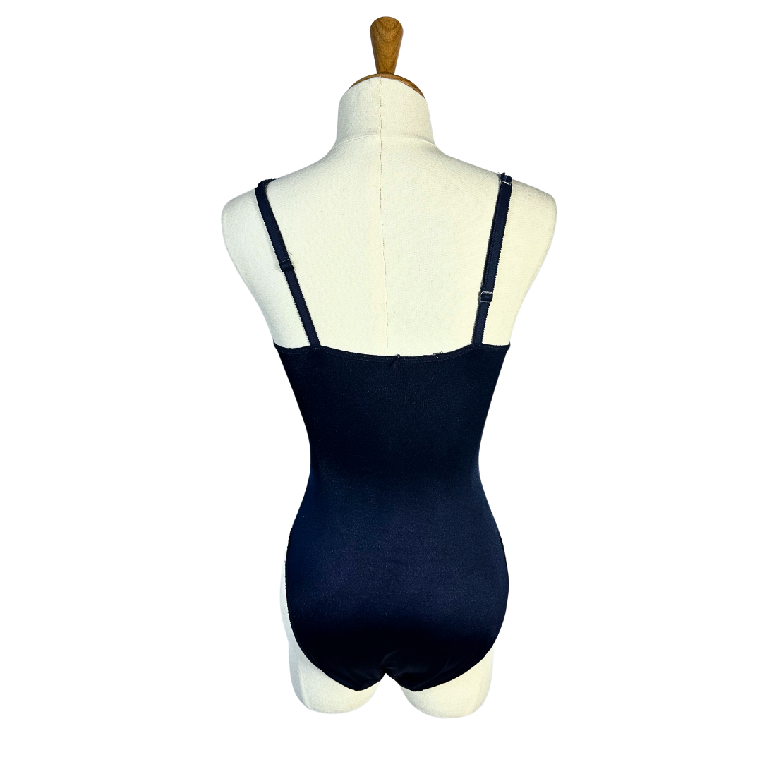 Navy blue 90s lace lingerie bodysuit - M