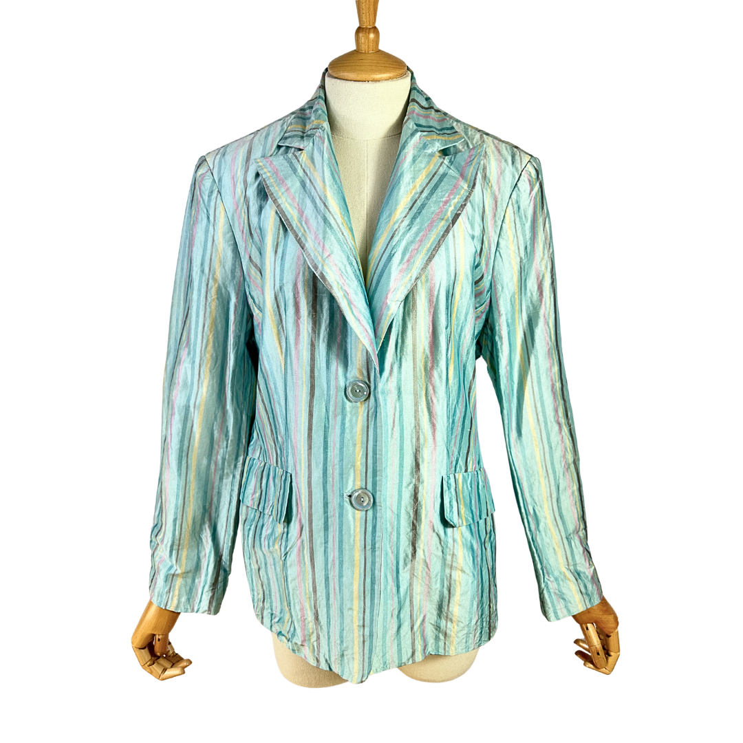 Striped silk blazer - L