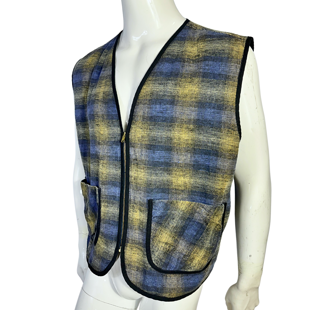 Vintage plaid vest jacket - XL