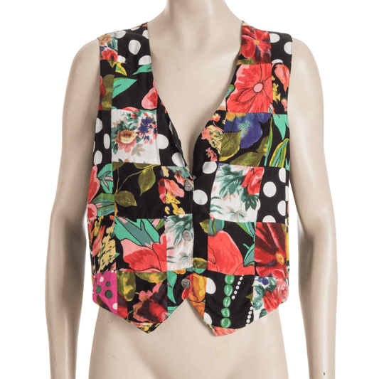 Colourful printed cropped waistcoat - L