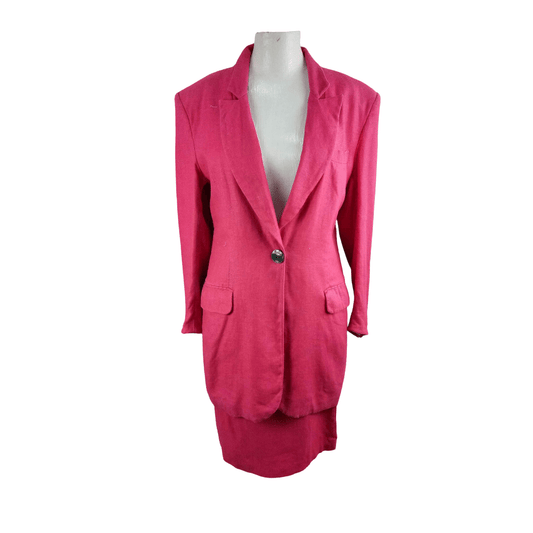 Women's Single Breasted Blazer | 80s Fuchsia Suit | vintageandthecity