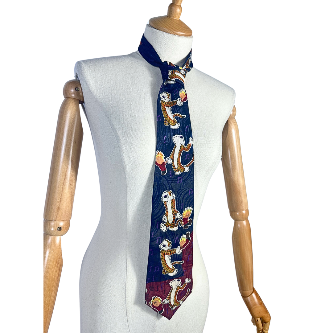 90s Calvin and Hobbes silk necktie