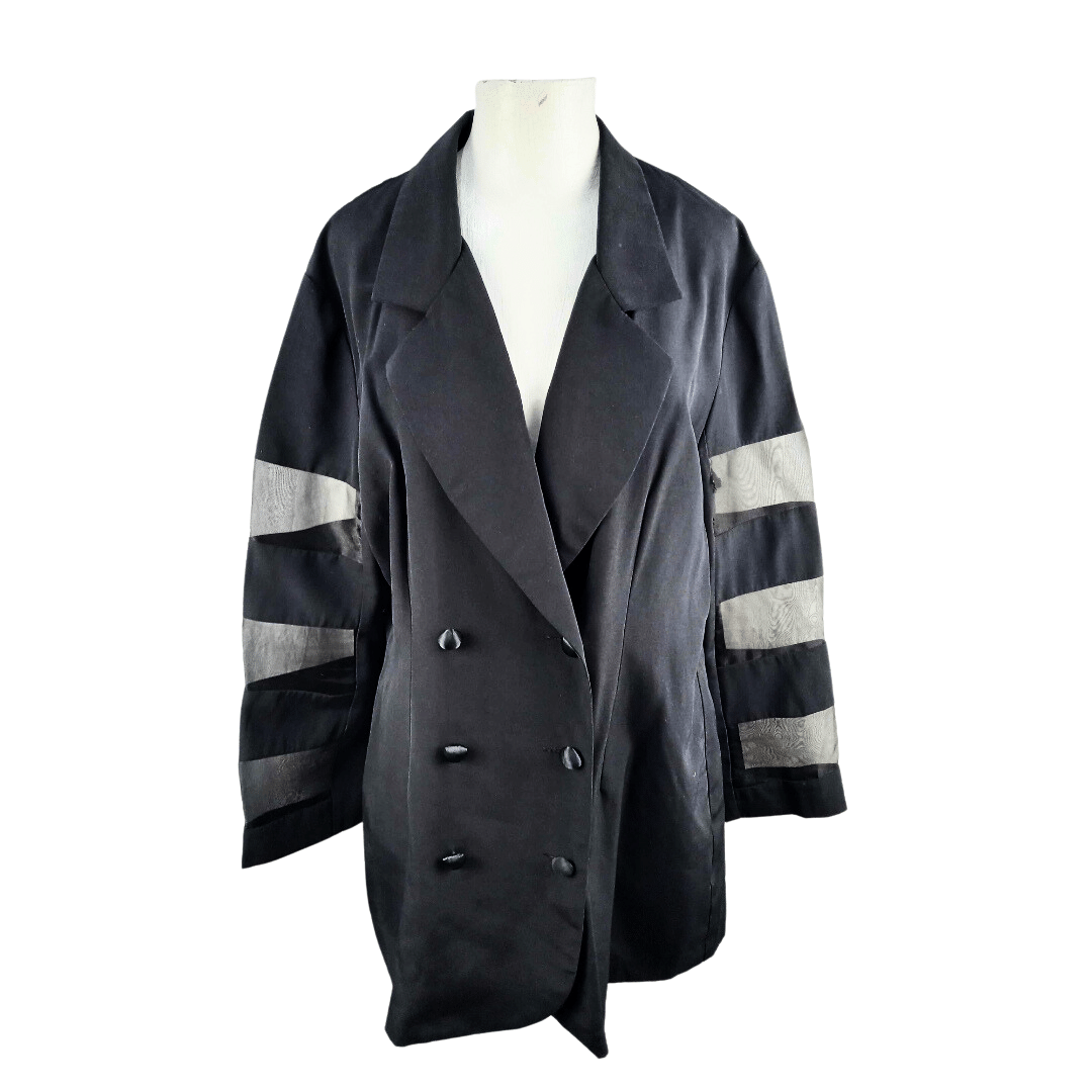 Double-breasted sheer panels blazer - L