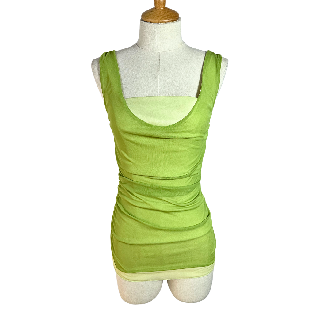 Green Y2K mesh top - S