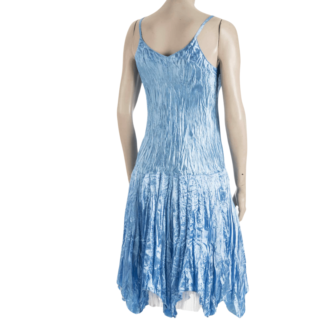 Metallic spaghetti strap dress with fairy hem - S