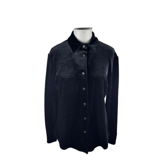 Black velvet longsleeve shirt - S