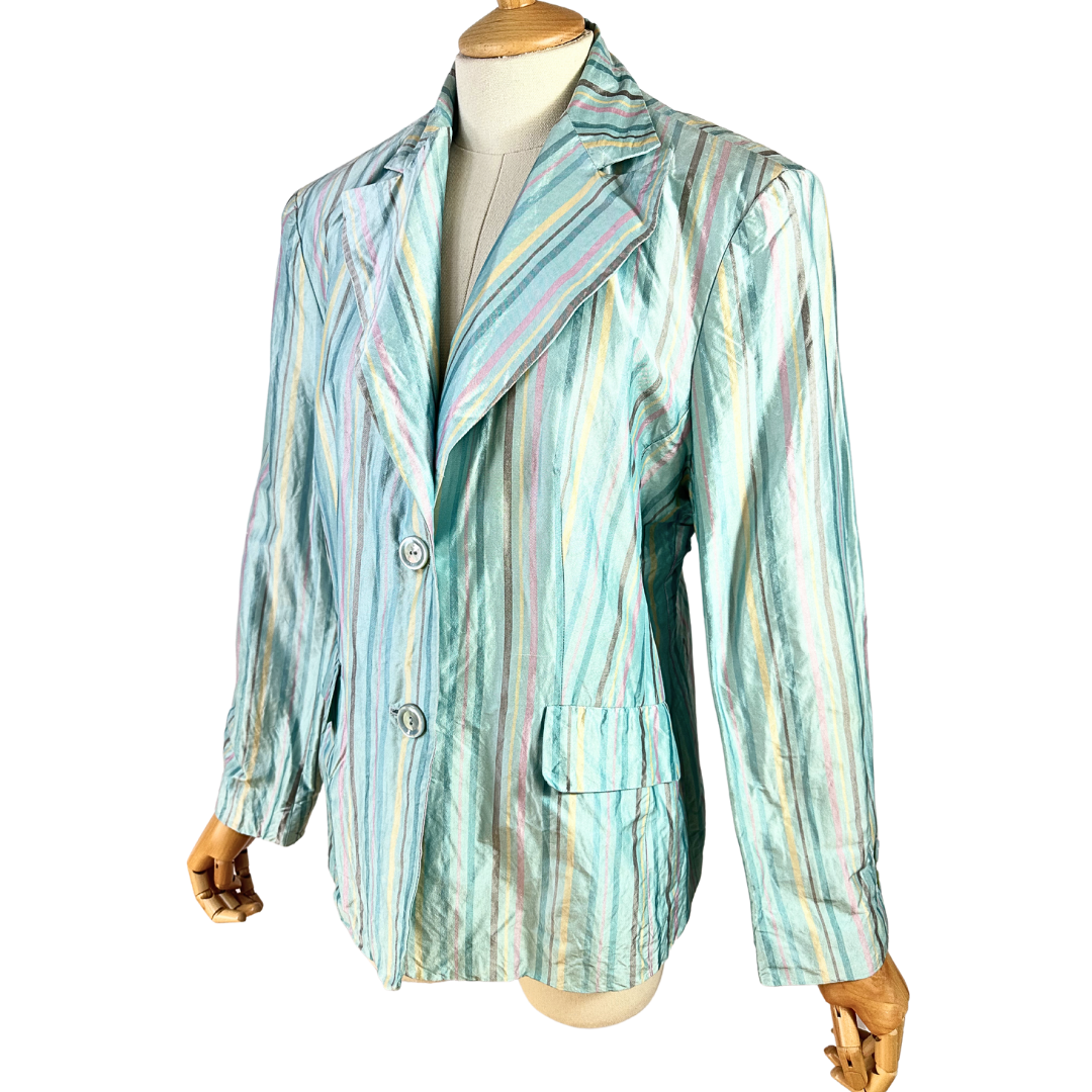 Striped silk blazer - L