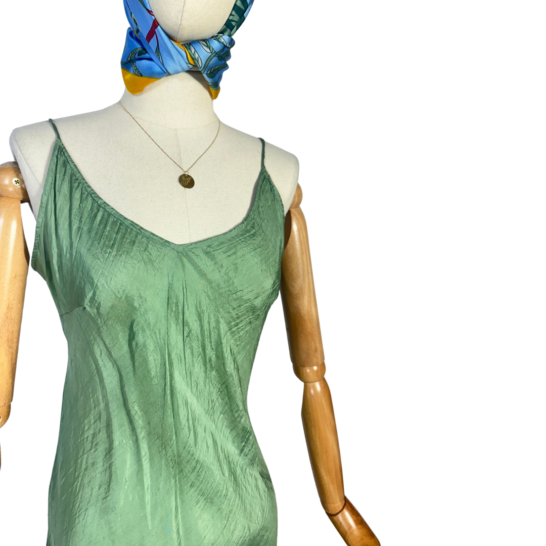 Green Y2K spaghetti strap dress - M