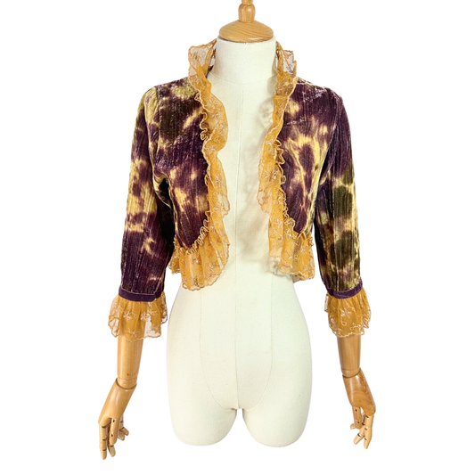 Boho tie dye velvet cropped jacket - S