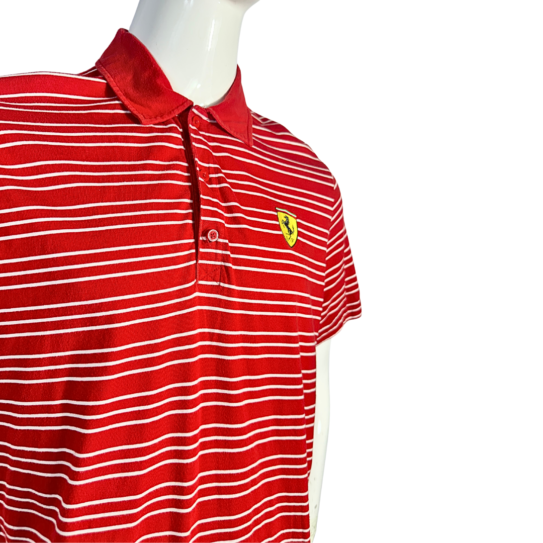 Red Ferrari striped polo shirt - 2XL