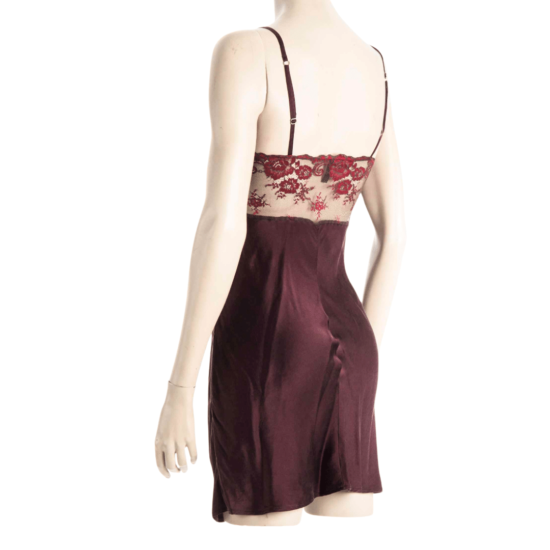 Silk lingerie dress with lace insert - S