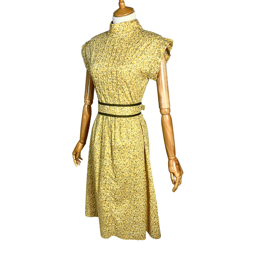 Yellow vintage liberty floral print midi dress - S