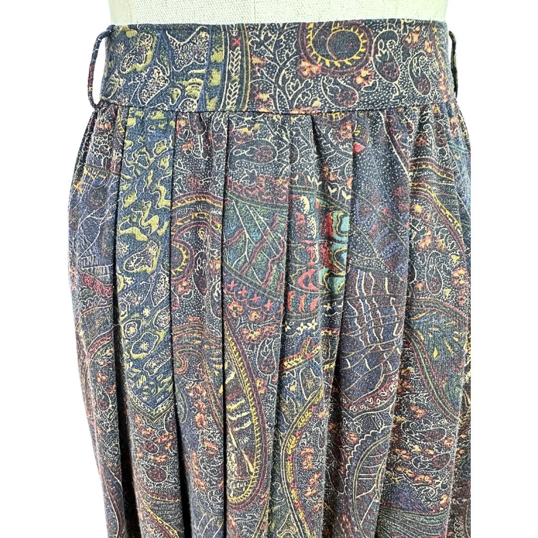 Vintage paisley print high waist skirt - M