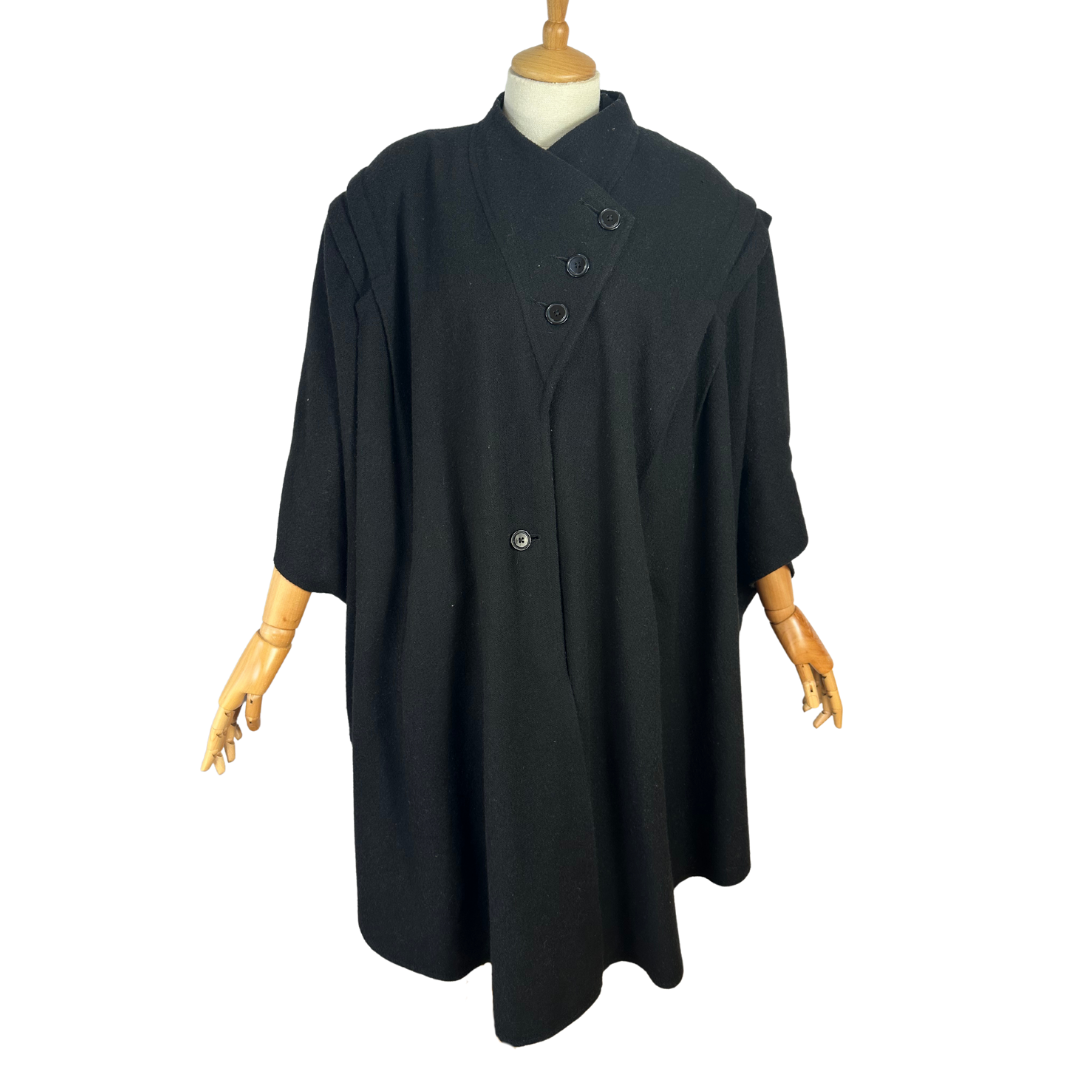 Black vintage batwing coat - L