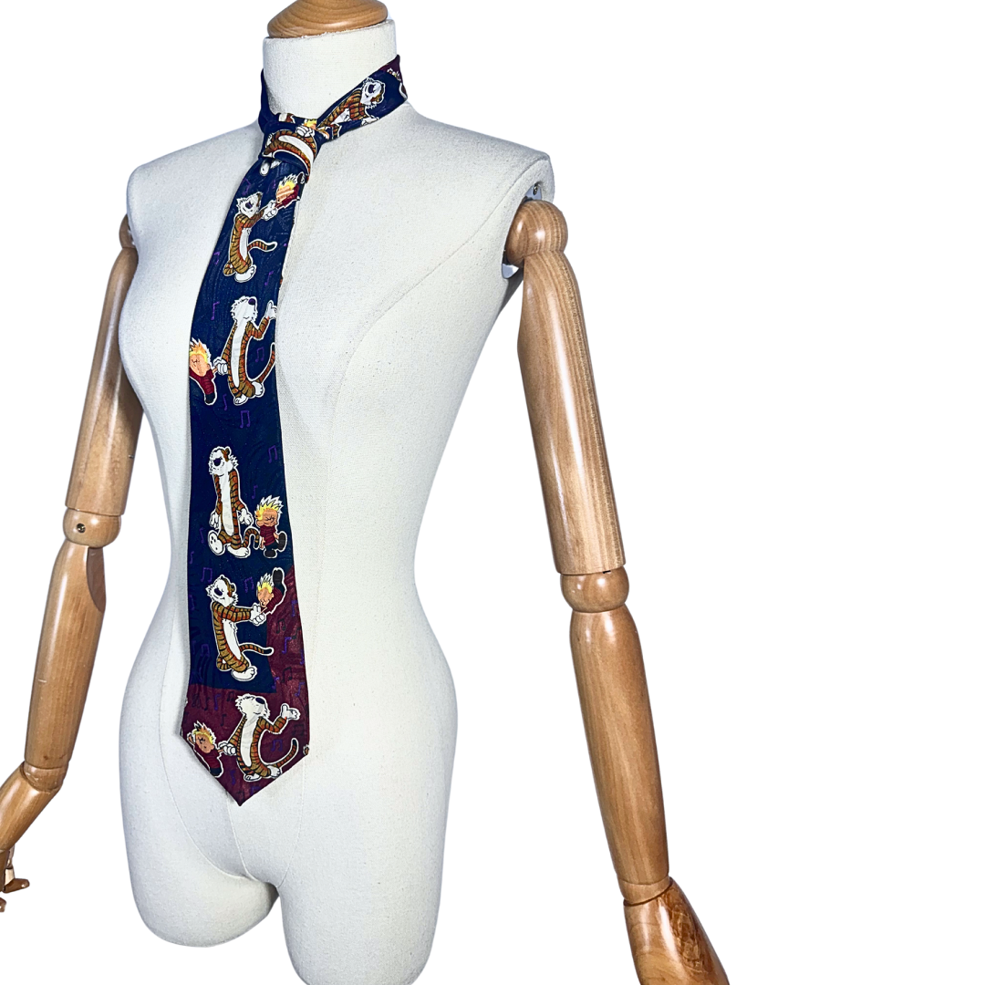 90s Calvin and Hobbes silk necktie