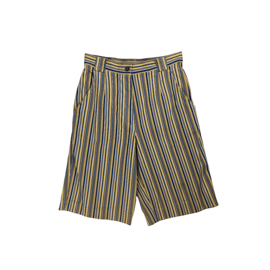 High waisted stripe denim bermuda shorts - M