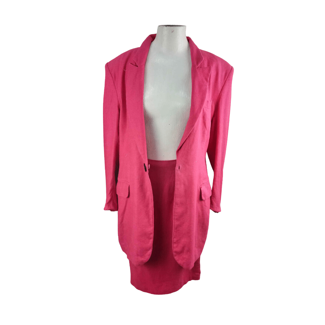 Women's Single Breasted Blazer | 80s Fuchsia Suit | vintageandthecity