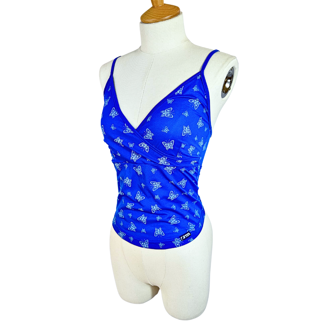 Blue Y2K butterfly spaghetti strap top - XS