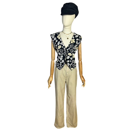 Beige vintage high waist pants - M